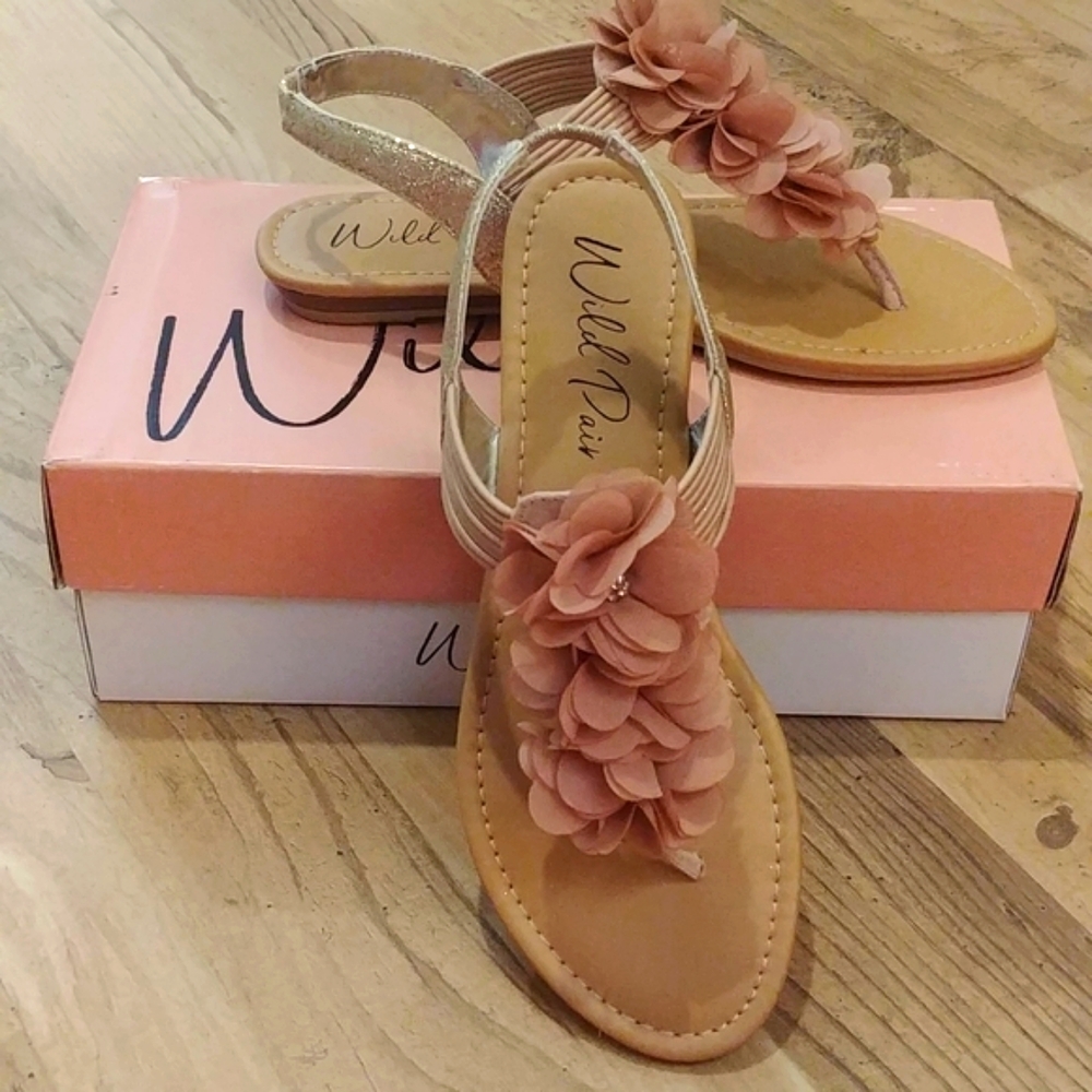NIB Wild Pair Dusty Rose Floral Sandals